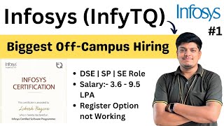 InfyTQ Infosys Biggest Hiring  Salary 95 LPA  Register Option Not Working  Latest Hiring [upl. by Ecirum505]