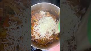 Stir fry chicken pasta with grated cheese [upl. by Wieren606]