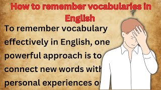 How to remember vocabularies in English  Graded reader  Improve your English learnenglish [upl. by Mukerji]