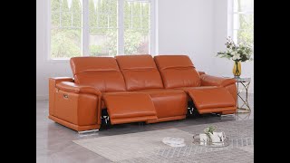 DivanItalia 9762 Top Grain Italian Leather Power Reclining Sofa with Dual Recliners Product Showcase [upl. by Halimak]