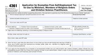 IRS Form 4361 walkthrough SelfEmployment Tax Exemption for Ministers and Religious Practitioners [upl. by Latashia]