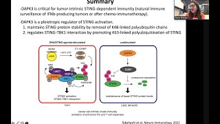 New players in the STINGInterferon pathway of antiviral and antitumor defense by Dr Sonia Sharma [upl. by Hubing]