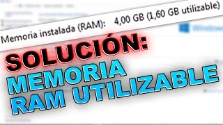 Como solucionar o quitar lo de Memoria Ram Utilizable en Windows 10 8 y 7  64 bits [upl. by Snilloc]