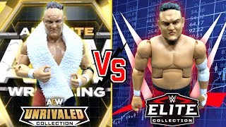 AEW UNRIVALED SAMOA JOE VS WWE ELITE SAMOA JOE FIGURE REVIEW [upl. by Ardnola233]