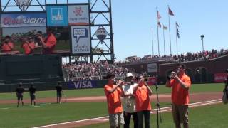 National Anthem 5112013  SF GIANTS  Josh Shpak Mic Gillette Jonah Moss amp Bruce Mitchener [upl. by Irwinn]