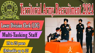 Territorial Army Recruitment 2024  MTS LDC  10TH amp 12TH PASS  APPLY OFFLINE 🫡 [upl. by Iand]