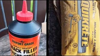 Using Airport Grade Crack Filler and Quikrete Cement to fill cracked driveways [upl. by Martynne]