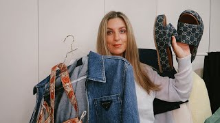 LUXURY FASHION HAUL 30 OFF MAJOR BRANDS Prada Gucci Alessandra Rich Manolos  PARIS VLOG HOTSPOTS [upl. by Georglana]