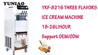 YKF8216 Hotel 3 Flavors Commercial Soft Ice Cream Maker Soft Serve Ice Cream Machine 2024 [upl. by Aljan]