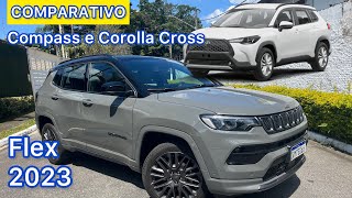 JEEP COMPASS E TOYOTA COROLLA CROSS flex 2023 Comparativo de motor espaço itens de série e preço [upl. by Dorcy]