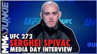 Serghei Spivac cautious of Greg Hardys punching power  UFC272 media day [upl. by Oirromed610]