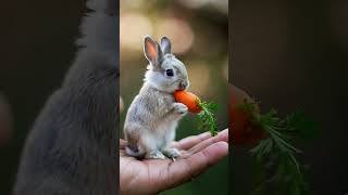 Tiny Baby Rabbit Eating a Carrot on a Hand – Pure Cuteness Overload 🐰🥕✨ [upl. by Nal]