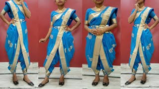 dhoti silk saree draping tutorial  how to drape dhoti saree step by step [upl. by Nosnar]