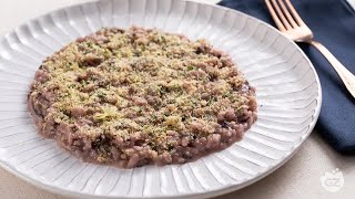 RISOTTO WITH RADICCHIO and anchovy butter recipe giallozafferanolovesitaly italianchefinNYC [upl. by Ytte]