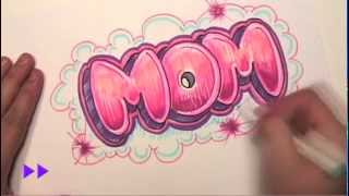 How to Draw Graffiti Letters  Write Mom in Bubble Letters  MAT [upl. by Immat310]