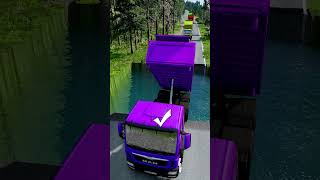 Dump truck vs huge water pit 8  carsvswaterpit doubleflatbedtrailertruckvsspeedbumps [upl. by Hsirap705]