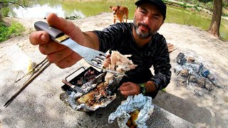 Acampando solo Pesca y Cocina de carpa Carpfishing Pesca urbana [upl. by Silbahc]