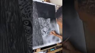 Leopard drawing charcoal pencil on paper charcoaldrawingtutorial art artsupplies [upl. by Anahsor919]