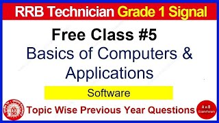 Basics of Computer and Applications for RRB Technician Grade 1 Signal  PYQ Part 5 [upl. by Ynnav285]