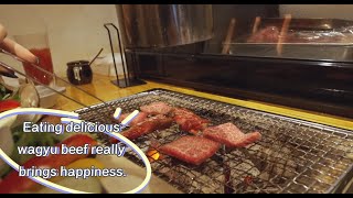 Eating delicious wagyu beef really brings happinesstravel kyoto [upl. by Enelrats]