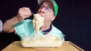 ASMR • Creamy • Fettuccine • Alfredo • Pasta • Mukbang • Feast • Seanusca Food [upl. by Nickolas]