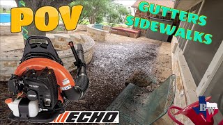 Cleaning gutters and patio with an Echo PB755ST Leaf Blower  POV [upl. by Ardnuhs898]