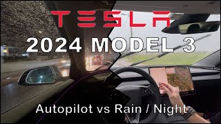 Tesla Model 3 2024 HOW TO Use Autopilot in the Rain and at Night [upl. by Ynahteb]