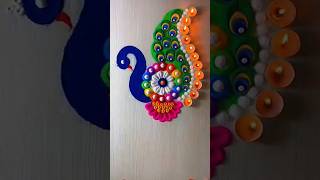 Peacock rangoli design with dots 👌👌🪔shorts ytshorts diwali [upl. by Stephan772]