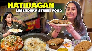 Kolkata’s Legendary STREET FOOD in Hatibagan  Dhakai Puri Biryani Tikia Roti Prawn Cutlet amp more [upl. by Devland]