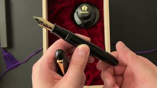 Unboxing Namiki Emperor Black Urushi 18k gold fine medium nib [upl. by Esmerelda]