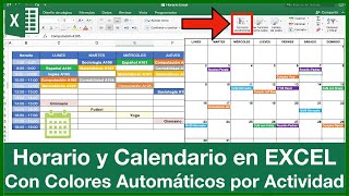 🗓 Horario y Calendario con Colores Automáticos Tutorial para Crear Horario de Clases en EXCEL2018 [upl. by Lebasi743]