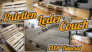 Palettencouch Indoor mit Leder beziehen [upl. by Eeresid]