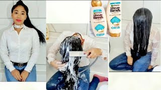 Trying The New Garnier Ultimate Blends The Enriching Nourisher newgarnier hairwash wetjeans [upl. by Nuzzi497]