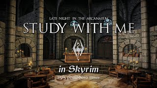 Study with Me in Skyrim  College of Winterhold Library  255 Pomodoro Timer 2hr 4K [upl. by Ahsertal]