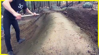 Rebuilding A Berm and Moving More Rocks On Our Pump Track [upl. by Faber]