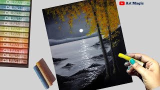 20  Oil Pastel Drawing Beginners Art Tutorial Realistic Nightscape step by steppaintingDrawing [upl. by Enitram]