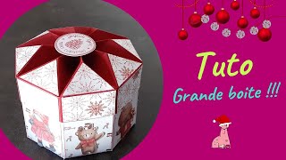 Tuto cadeau déco noël  grande boite au couvercle étoilé boite n° 1 [upl. by Ardath40]