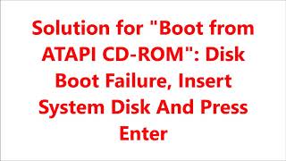 Disk Boot Failure in Lenovo Laptop  Boot from ATAPI CDROM Failure [upl. by Nike25]