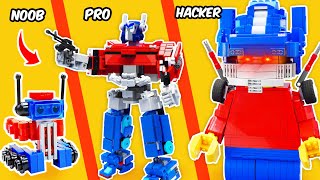 LEGO TRANSFORMERS I Build Optimus Prime Noob  Pro  Hacker Levels  FUNZ Bricks [upl. by Eerb]