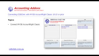 Connecting ODBClink with MYOB AccountRight Classic [upl. by Netnert847]