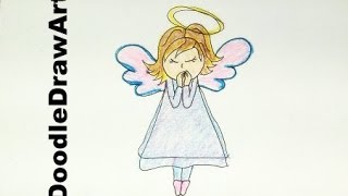 Drawing How To Draw Cartoon Angel Draw Angels for Christmas Nativity  Step by Step Easy [upl. by Aitnis110]