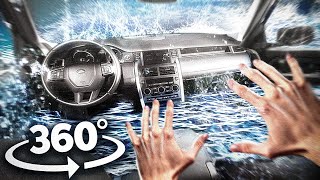 360° СAR SINKING AND FILLING WITH WATER  Survive and Escape the Flood VR 360 Video 4K [upl. by Nyleak]