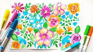 Easy Watercolor Flowers Painting For Beginners  Brush Pen Ecoline Tutorial [upl. by Edualcnaej]