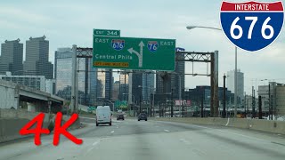 ⁴ᴷ Vine Street Expressway Interstate 676 eastbound 4K VIDEO [upl. by Idnim]