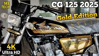 Honda CG 125s Gold Edition Black 2025 Model Complete Detailed Video In Real 4K Ultra HD [upl. by Alacim]