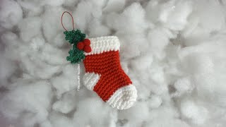 Bota  Calcetín de Navidad  Adornos navideños paso a paso en crochet [upl. by Notsahc]