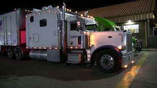 White Peterbilt With Big Sleeper At Iowa 80 Truck Stop In Walcott [upl. by Lrae638]