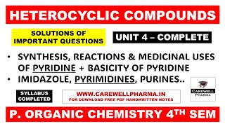 Unit 4 Complete  Heterocyclic compounds  Pyridine Pyrimidine Imidazole Purine  poc 3 4th semester [upl. by Nathanael]