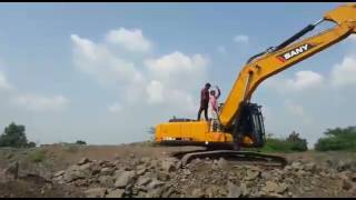 Hydraulic Excavator Working on Stone Quarry SANY SY210 [upl. by Ycul447]