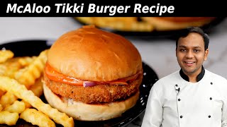 McAloo Tikki Burger  mcdonalds style recipe  CookingShooking [upl. by Madonna]